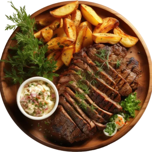 Papas fritas de bistec a la parrilla